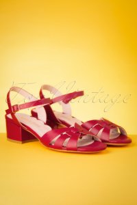 60s Isla Low Heel Sandals in Red