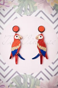 60s Parrot Earrings in Red