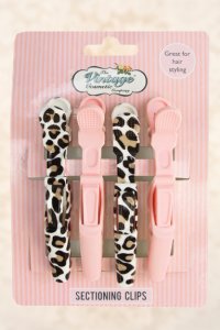 The Vintage Cosmetic Company - Sectioning clips in pink and leopard