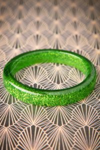 Splendette - Topvintage exclusive ~ 20s fedora midi glitter bangle in leaf green