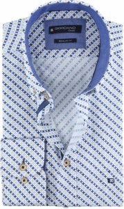 Giordano Overhemd Dessin Blauw - Blauw maat L