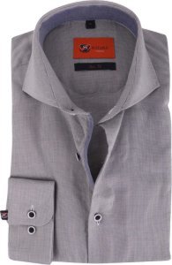 Suitable - Grijs mini ruit overhemd slim fit 112-05 - grijs maat 39
