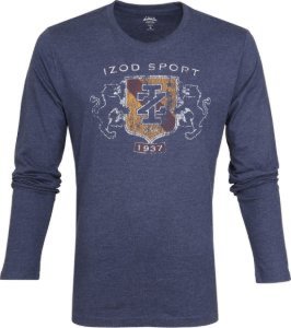 IZOD T-shirt LS Logo Blauw - Blauw maat M