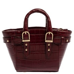 Aspinal Of London Red Croc Embossed Leather Marylebone Tote