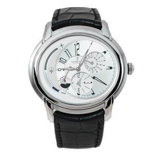 Audemars Piguet Silver White Stainless Steel Leather Millenary Limited Edition Maseratti Anniversary 90 Men's Wristwatch 47 mm