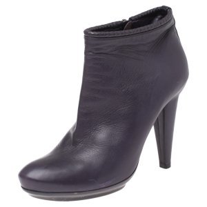 Bottega Veneta Purple Leather Ankle Boots Size 39