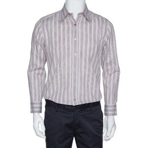 Dolce & Gabbana Dusty Pink Striped Cotton Button Front Shirt L