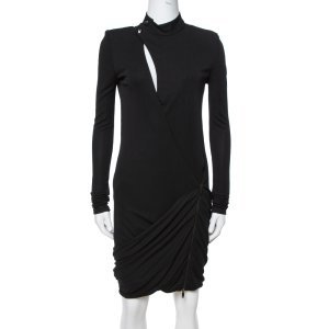 Gucci Black Jersey Cutout Detail Draped Dress M