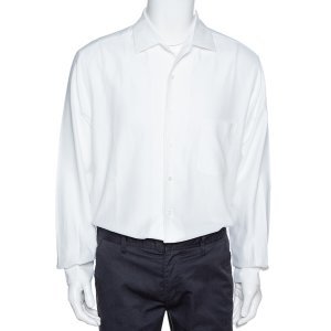 Loro Piana White Textured Cotton Long Sleeve Shirt XXL