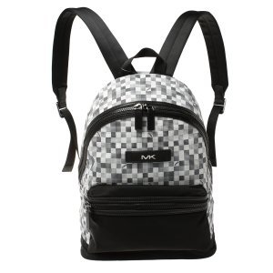 Michael Kors Black/White Nylon and Leather Kent Backpack
