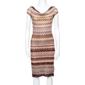 Missoni Multicolored Lurex Chevron Knit Fitted Dress M