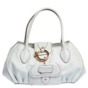 Tod's White Leather Front Pocket Satchel