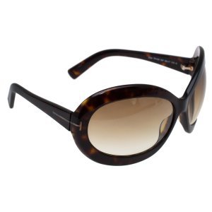 Tom Ford Dark Havana/ Brown Gradient TF428 Edie Oval Sunglasses