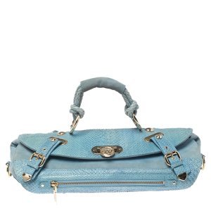 Versace Blue Python and Suede Canyon Top Handle Bag