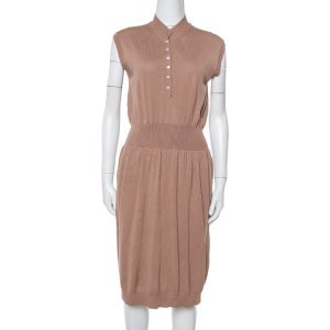 Yves Saint Laurent Chestnut Brown Wool Knit Sleeveless Dress L