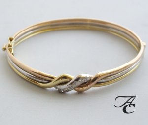 Atelier Christian Gouden tricolor armband met diamant rosé goud