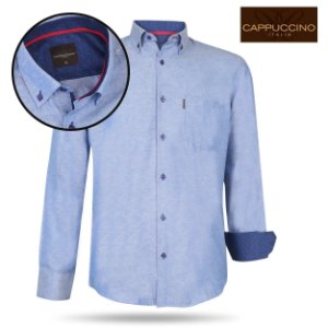 Cappuccino Italia heren overhemd borstzakje - blauw