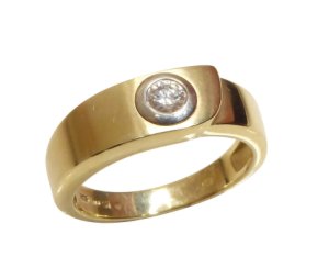 Christian Gouden cachet ring met diamant geel goud