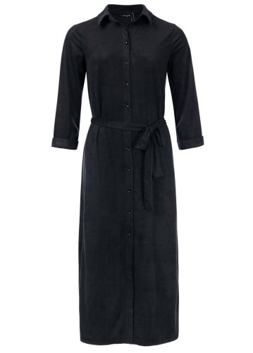 Dayz Charlaine lange blouse jurk in faux suede zwart
