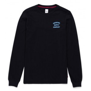 Herschel Shirt supply co. men's long sleeve tee stack logo black alaskan blue-s