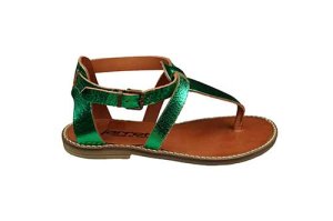 Jarrett Leren sandaal metallic - groen