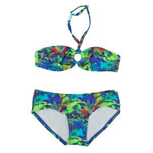 Just Beach / groene bandeau bikini brazilie feather blauw