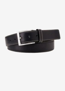 Michaelis Belt leather black contrast stiksel