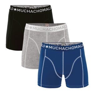 Muchachomalo 3-pack boys short solid/solid/solid blauw