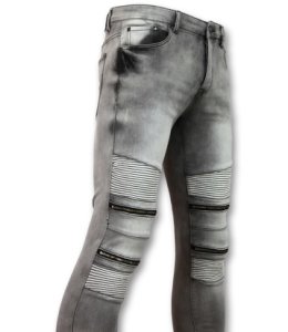 New Stone Biker jeans heren met rits grijs