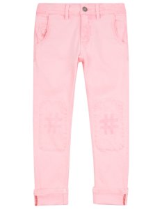 Oilily Piek roze 5 pocket broek voor meisjes met #hashtag knieën-