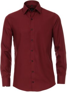 Venti Heren overhemd bordeaux poplin non iron modern fit rood