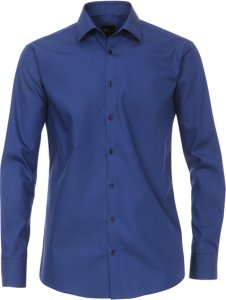 Venti Heren overhemd midden poplin non iron modern fit blauw