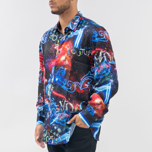 Versace R print galaxy couture