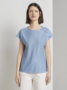 TOM TAILOR DENIM Losse T-shirt met strepen, blue white vertical stripe, S