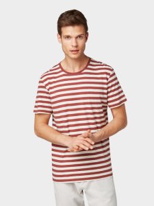 TOM TAILOR Gestreept T-shirt, Heren, autumn red yd stripe, XXL