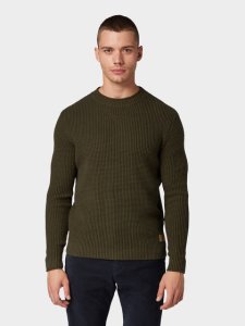 TOM TAILOR Sweater met textuur, Heren, Mud Olive, XXXL