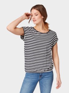 TOM TAILOR T-shirt met motief , Dames, navy stripe, XXL