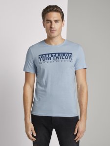 TOM TAILOR T-shirt met print, Heren, light powder blue, XL