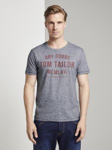 TOM TAILOR  T-shirt met print , navy white yarndye stripe, XL