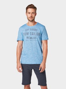 TOM TAILOR  T-shirt met print , white teal yarndye stripe, M