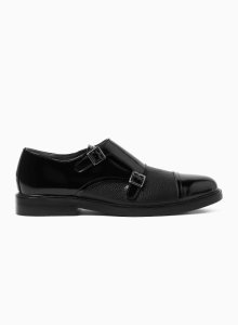 Topman - Black leather 'typhon' monk shoes
