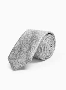 Grey Silk Paisley Tie Set