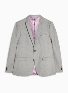 HARRY BROWN Grey Textured Single Breasted Slim Fit Blazer With Notch Lapels