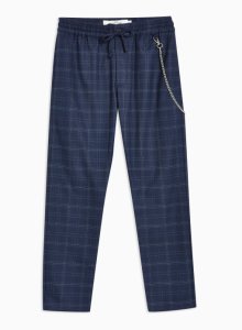 Navy Check Chain Trousers