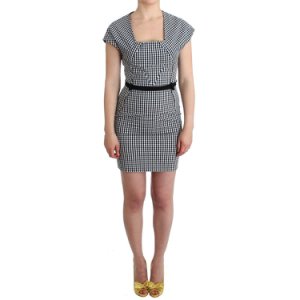 Checkered Belted Sheath Dress