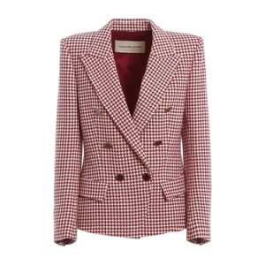 Houndstooth patterned double-breasted blazer