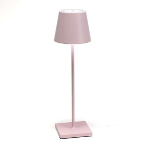 LED-bordslampa Poldina, batteri, portabel, rosa