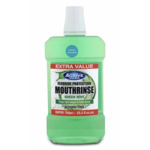 Active Oral Care Fluoride Protection Green Mint Mouthwash 750 ml