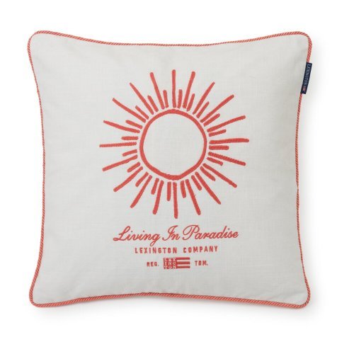 Hvit Sun Embroidered Canvas Pillow Cover