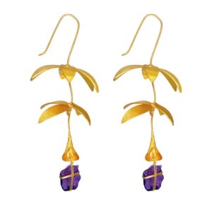 Dinari Jewels - Floral chandelier amethyst earrings